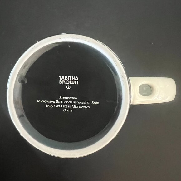 TABITHA BROWN Floral Black and  White Poppies Stoneware Coffee Tea Cup Mug - Picture 8 of 9